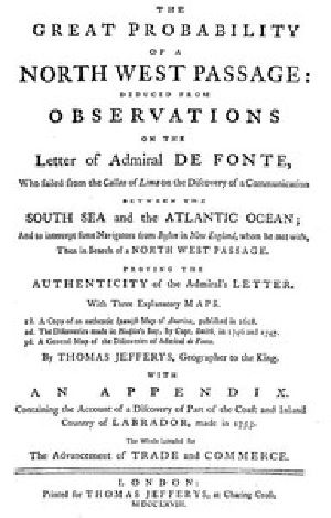 [Gutenberg 48528] • The great probability of a North West Passage / deduced from observations on the letter of Admiral de Fonte